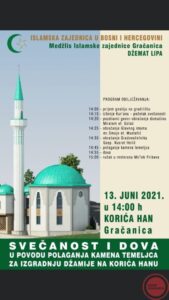 U nedjelju kamen temeljac za džamiju na Korića Hanu